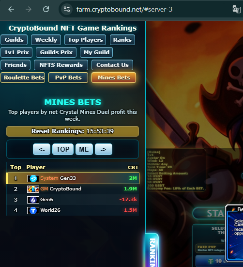 Crystal Mines Bets ranking