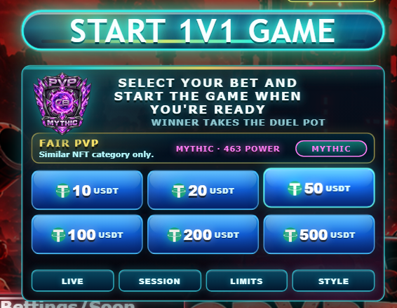CryptoBound Fair PvP panel showing the maximum theoretical Mythic category