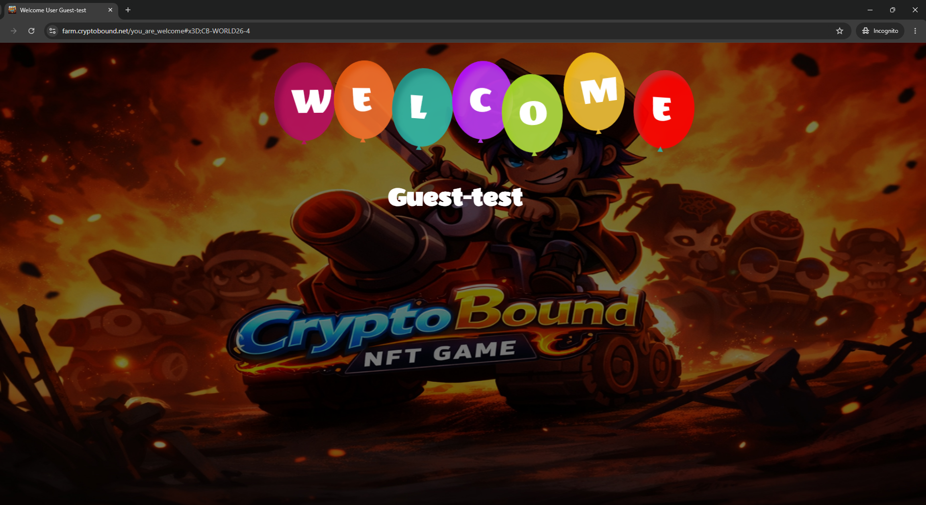 Welcome page after successful invited registration