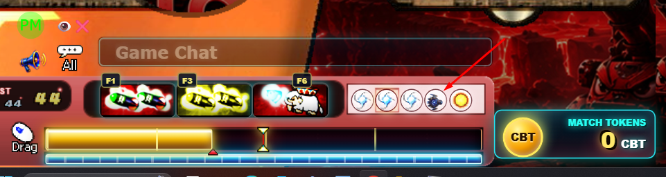 Weather queue showing the upcoming Thor icon highlighted with a red arrow